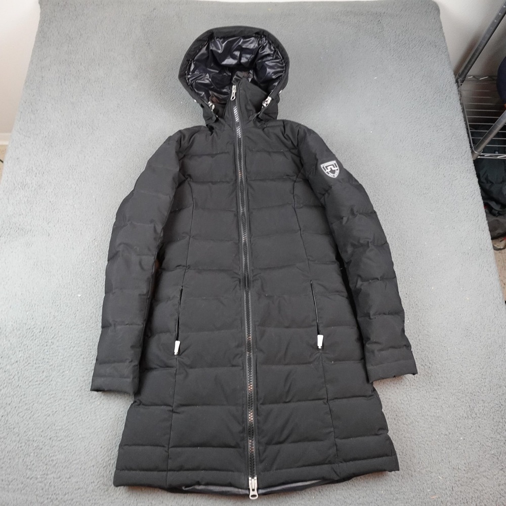 J.Lindeberg Black Long Quilted Puffer Coat with Hood